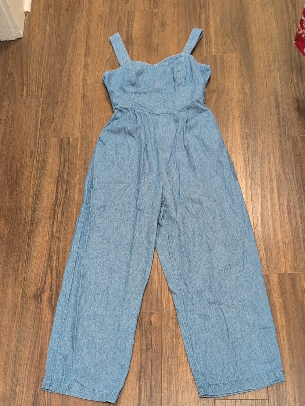 Old Navy Light Blue Jean Wide-Leg High Waisted Jumpsuit With Pockets